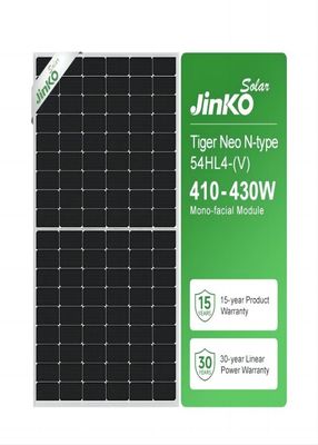 410W-430W جينكو تايجر نيو نوع N وحدات الطاقة الشمسية الفوتو فولتية أحادية الوجه 54HL4- ((V))